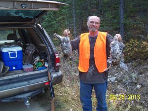 Eric Mongar after a less dangerous hunt, hunter safety concept.