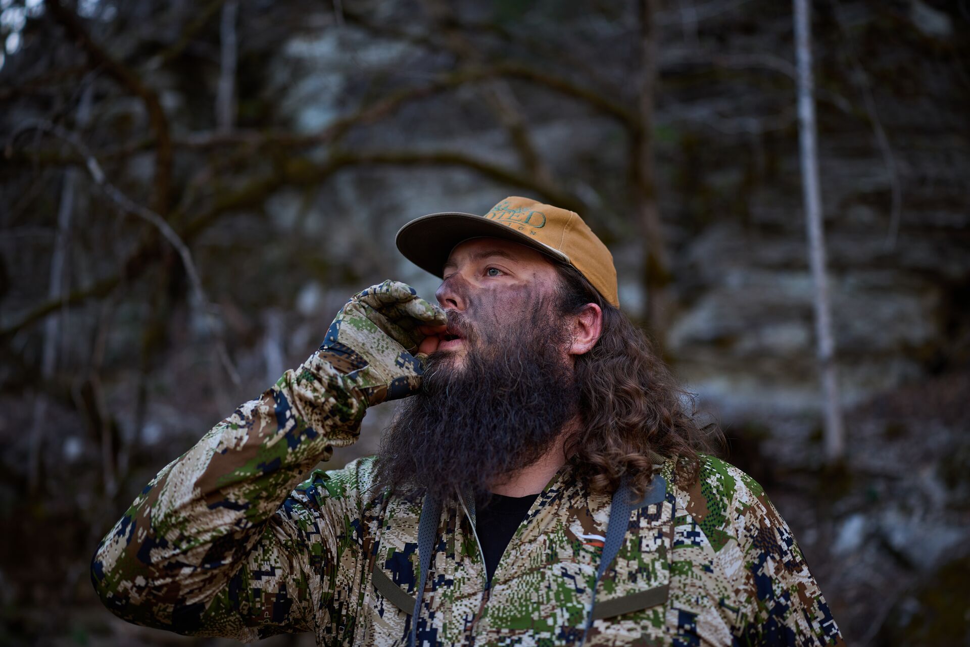 Ben Cole of RootedTV calls a turkey, how to call in a turkey in the spring concept. 