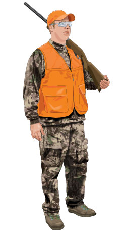 Illustration of the shoulder carry for firearms. 