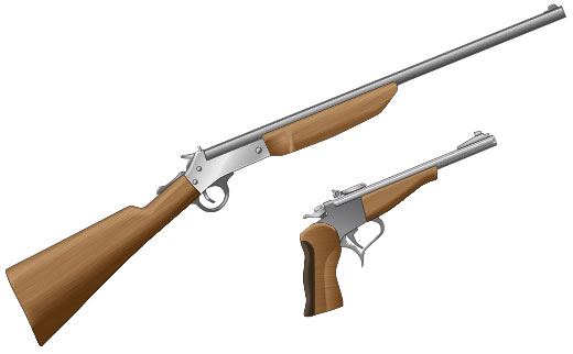 Illustration of a brak-action shotgun. 