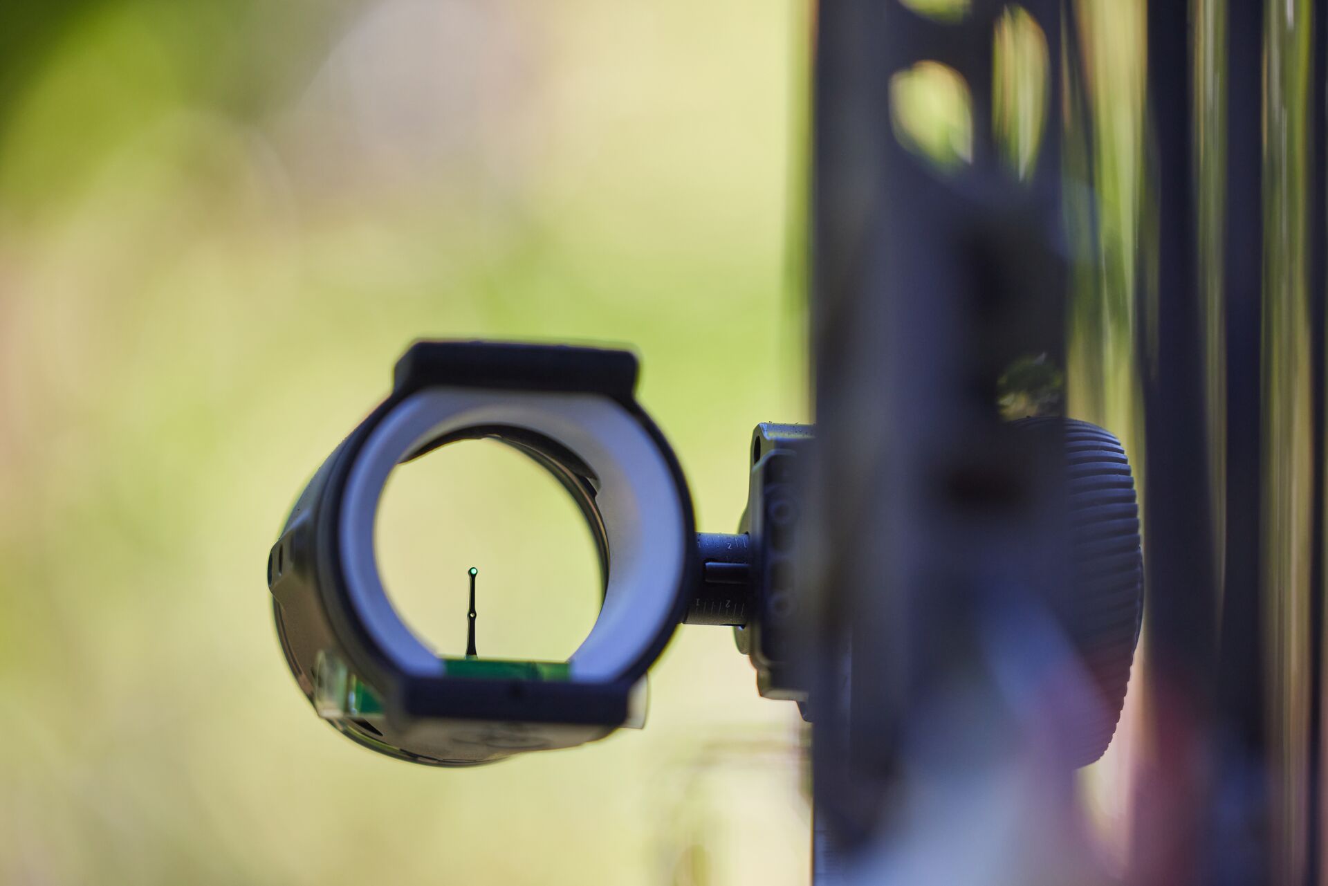 Close-up of a bow sight
