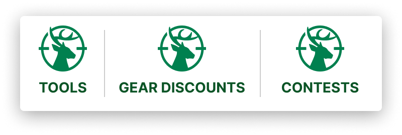 Illustration showing Tools, Gear Discounts, Contests through Hunter-Eds Hunter Perks. 