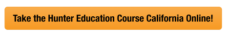 Graphic showing text to take the hunter education course California online. 