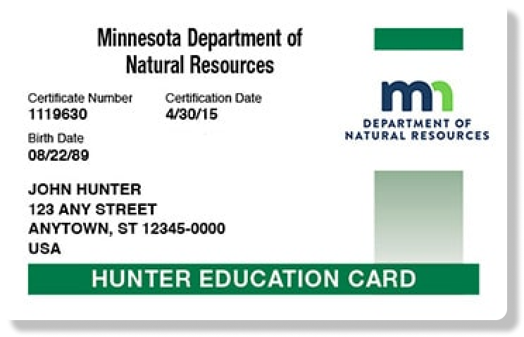The Minnesota hunter education card. 