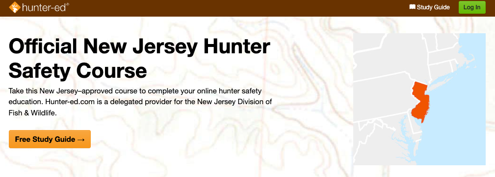 New Jersey hunter safety course page for Hunter-Ed.