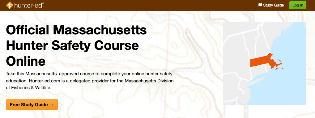 Hunter-Ed course page for Massachusetts hunter safety education. 