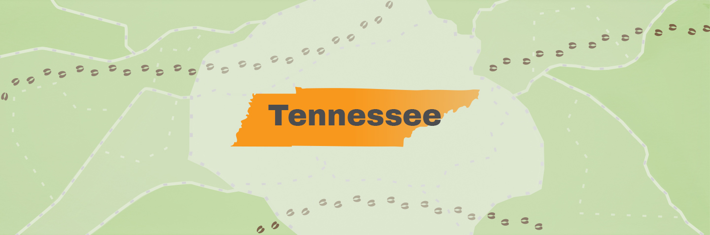 Map showing state of Tennessee, take the hunter education course TN requires concept. 