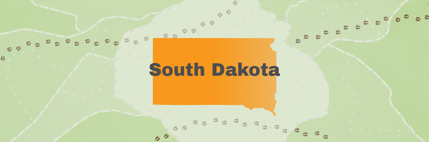 Map showing state South Dakota, take South Dakota hunter education course concept. 
