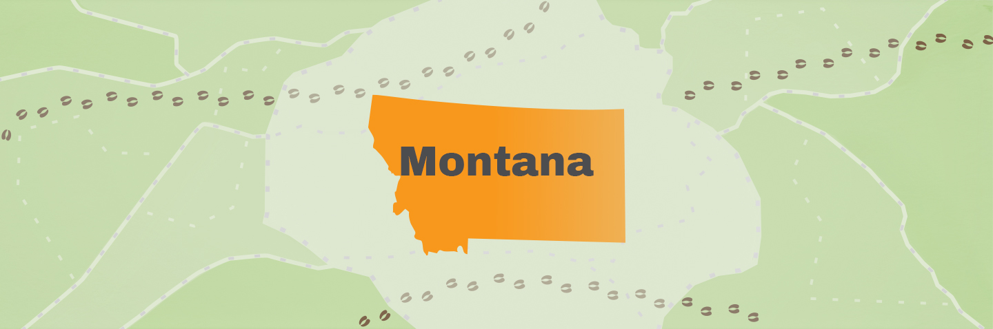 Map showing state Montana, take the MT hunter education practice test concept.