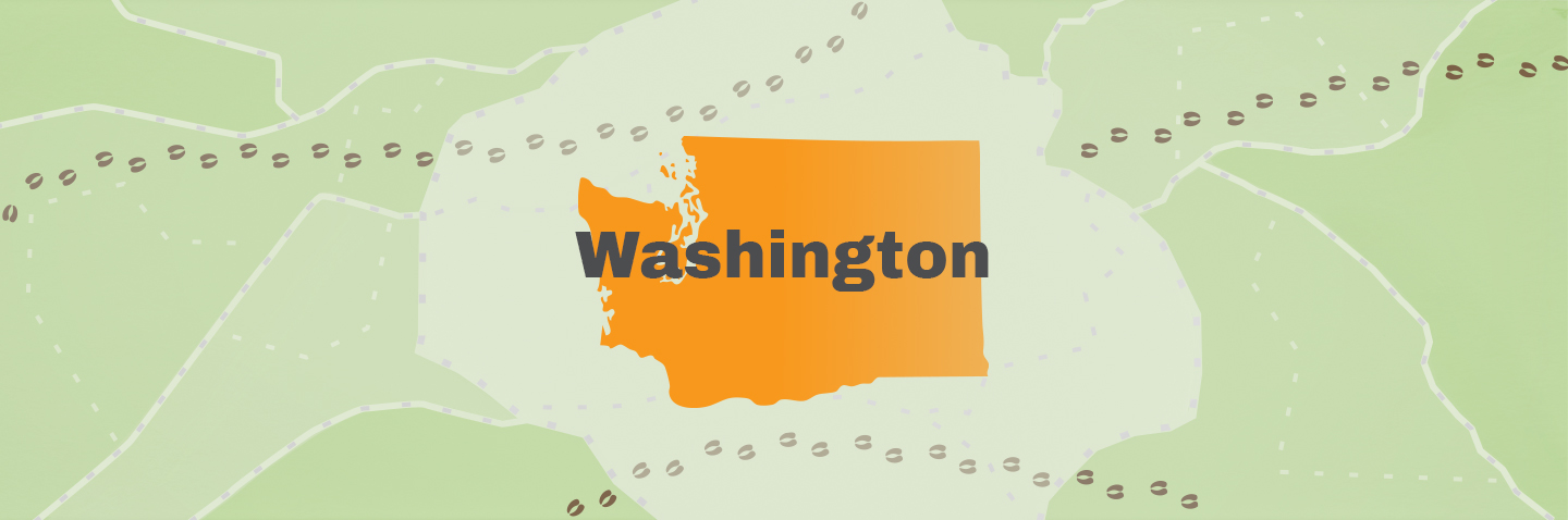 Map showing state of Washington, take the WA State hunter education practice test concept. 
