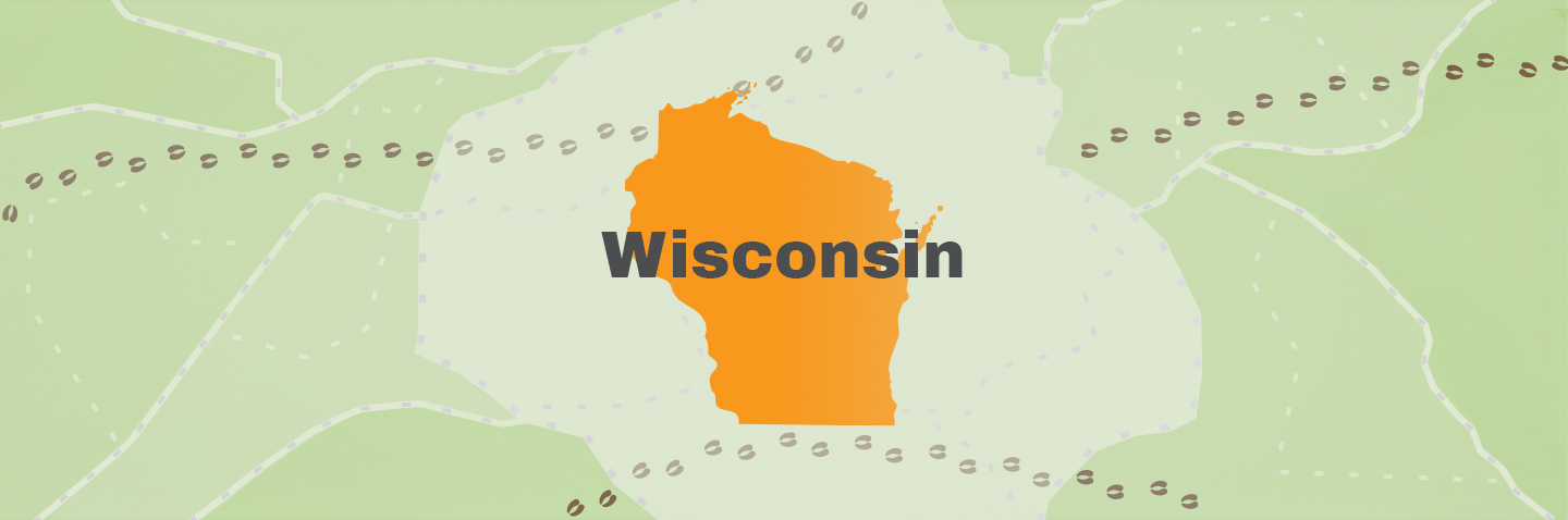 Map showing state of Wisconsin, take the WI hunter education course concept. 