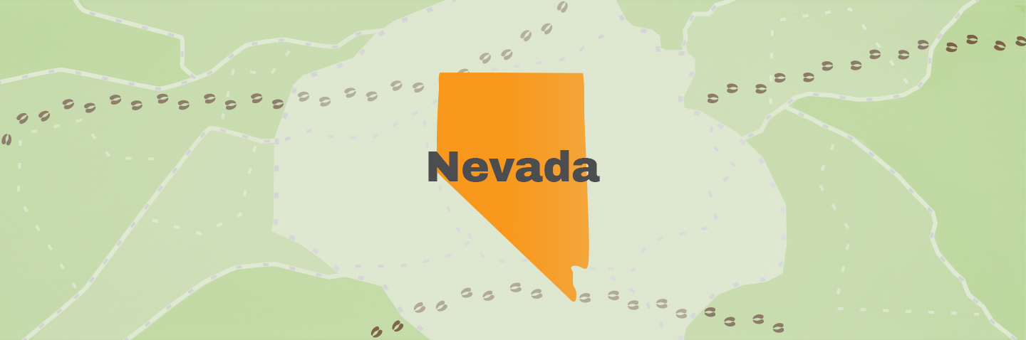Map showing state of Nevada, take the Nevada hunter education course concept. 