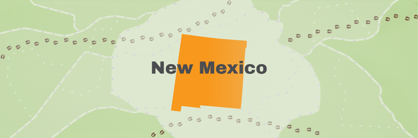Map showing state of New Mexico, take the New Mexico hunter education course concept. 