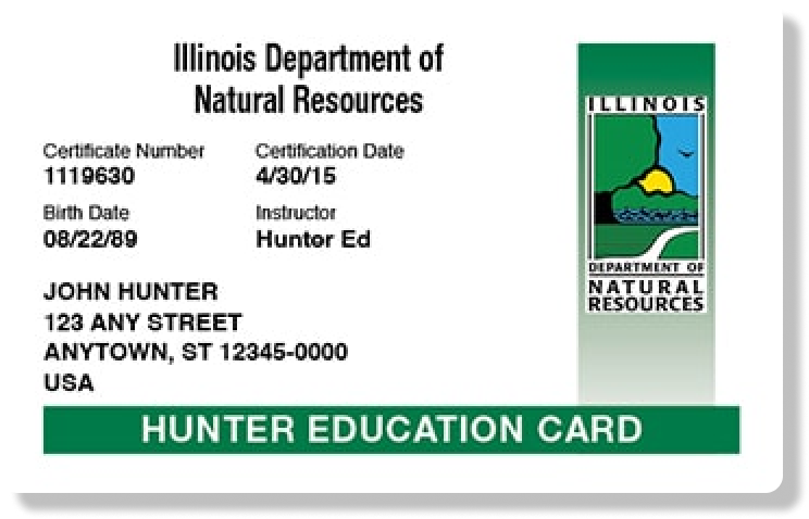 Illustration of the Illinois hunter education card. 