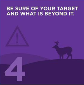 Graphic of rule number four, firearm safety rules. 