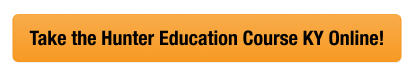 Button to take the Kentucky hunter safety course online, Kentucky hunting license cost concept. 