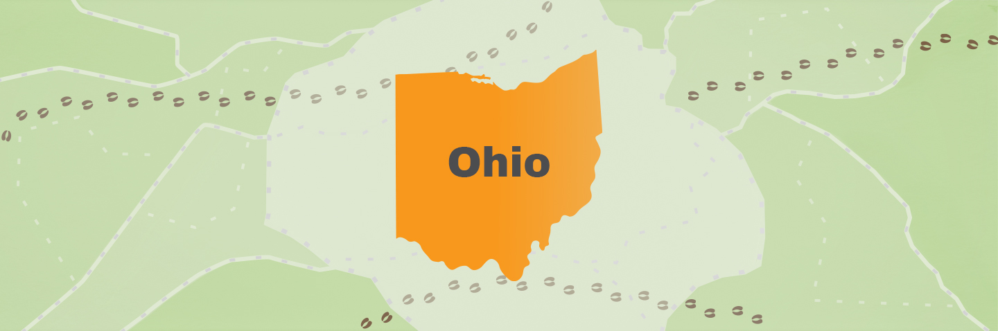 Illustration featuring the state of Ohio, how to get an Ohio hunting license concept. 