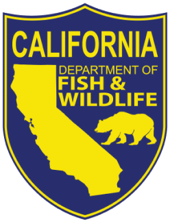 CDFW logo illustrated on white background, get a California hunting license concept.