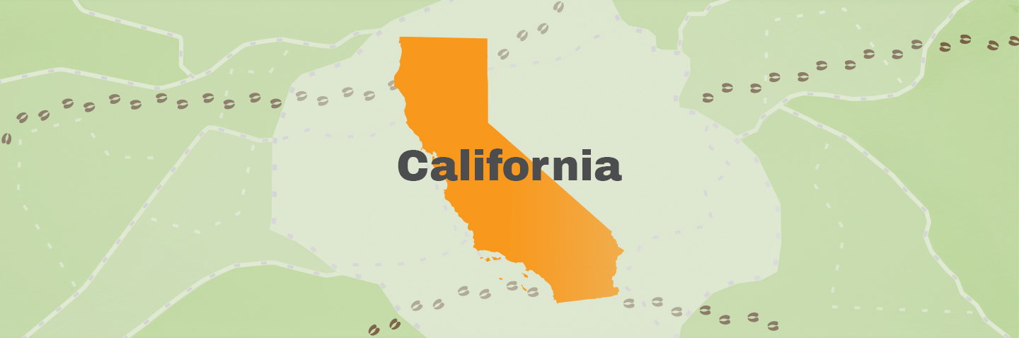 Illustration showing the state of California, how to get a California hunting license concept.