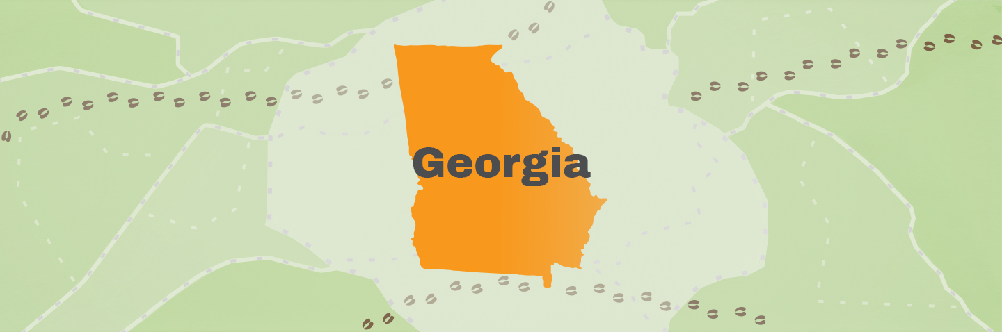 Illustration showing the state of Georgia, how to get a Georgia hunting license concept.