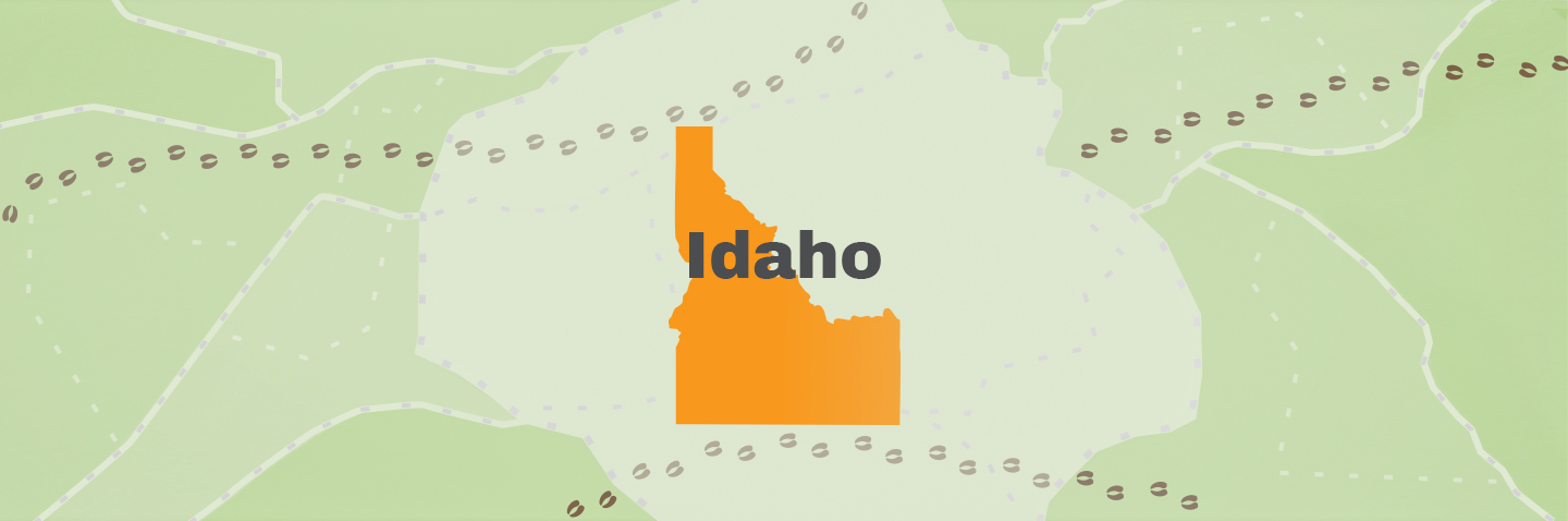 Illustration showing the state of Idaho, how to get an Idaho hunting license concept.
