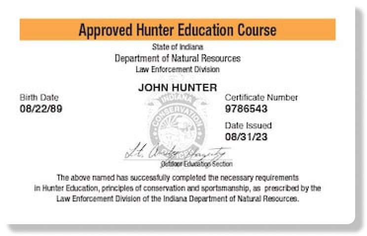 Indiana hunter education card illustration, how to get your Indiana hunting license concept. 