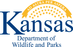 Kansas Department of Wildlife & Parks logo, how to get your Kansas hunting license concept. 
