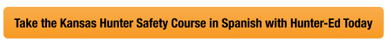 Image with text to take the Kansas hunter safety course with Hunter-Ed, get Kansas hunting license concept. 