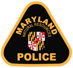 Maryland Police Natural Resources logo, get a Maryland hunting license concept.