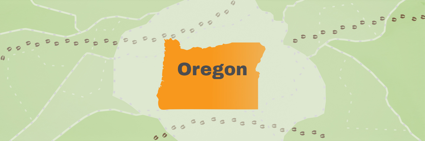 Illustration showing the state of Oregon, how to get an Oregon hunting license concept.