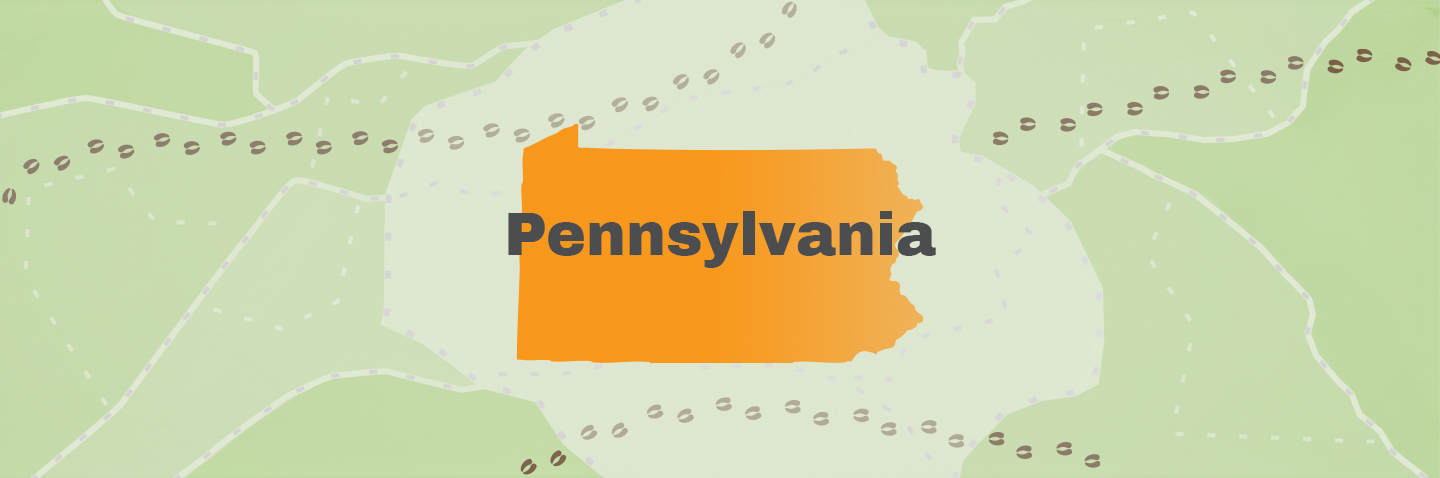 Illustration showing the state of PA, how to get a Pennsylvania hunting license concept.