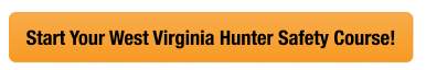 Yellow CTA button to start the WV hunter safety course, get an West Virginia hunting license concept.