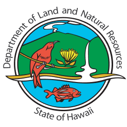 Department of Land and Natural Resources State of Hawaii logo, get a Hawaii hunting license concept.