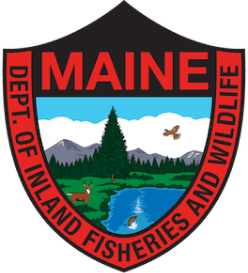 Maine Department of Inland Fisheries & Wildlife logo, get a Maine hunting license concept.