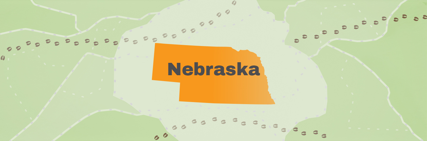 Illustration showing the state of Nebraska, how to get a Nebraska hunting license concept.