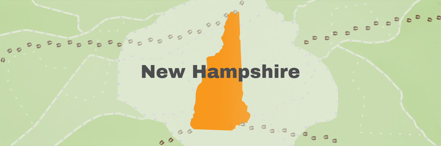 Illustration showing the state of NH, how to get a New Hampshire hunting license concept.
