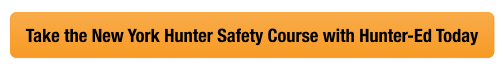 Image with text to take the New York hunter safety course with Hunter-Ed, get NY hunting license concept. 