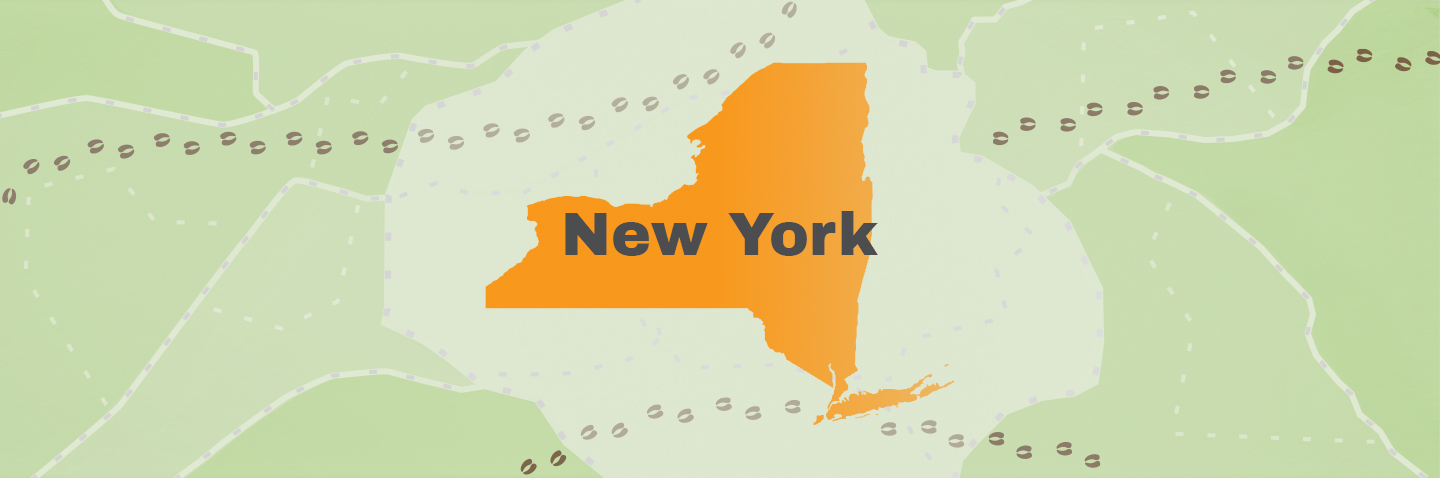Illustration showing the state of NY, how to get a New York hunting license concept.