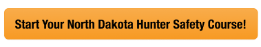 Yellow CTA button to start the ND hunter safety course, get a North Dakota hunting license concept. 