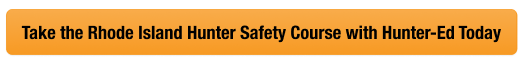 Image with text to take the Rhode Island hunter safety course with Hunter-Ed, get RI hunting license concept.