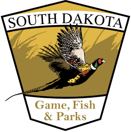 South Dakota Game, Fish, & Parks logo, get a SD hunting license concept. 