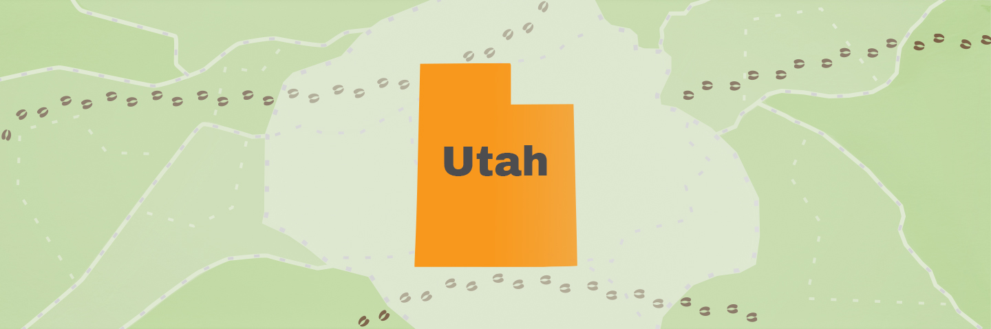 Illustration showing the state of Utah, how to get a Utah hunting license concept.
