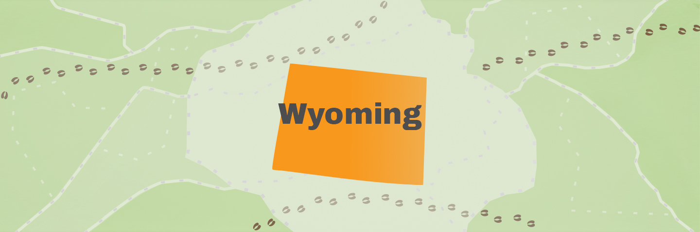 Illustration showing the state of Wyoming, how to get a Wyoming hunting license concept.