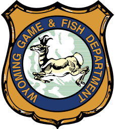 Wyoming Game & Fish Department logo, get a hunting license in Wyoming concept.