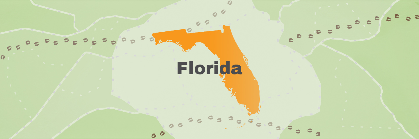 Illustration showing the state of Florida, how much does a Florida hunting license cost concept.