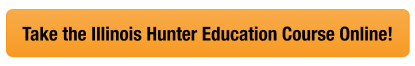 Button with text to take the Illinois hunter safety course online, how much does IL hunting license cost concept.