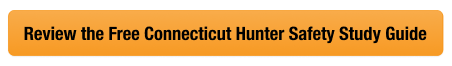 Button with text to review the free Hunter-Ed CT study guide, Connecticut hunting license cost concept. 