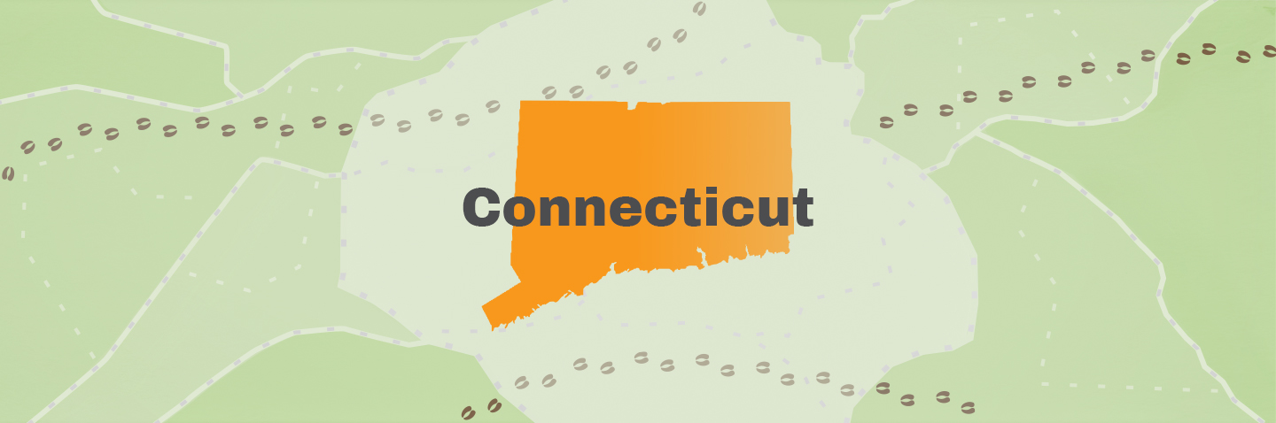 Illustration showing the state of Connecticut, how much does a CT hunting license cost concept.