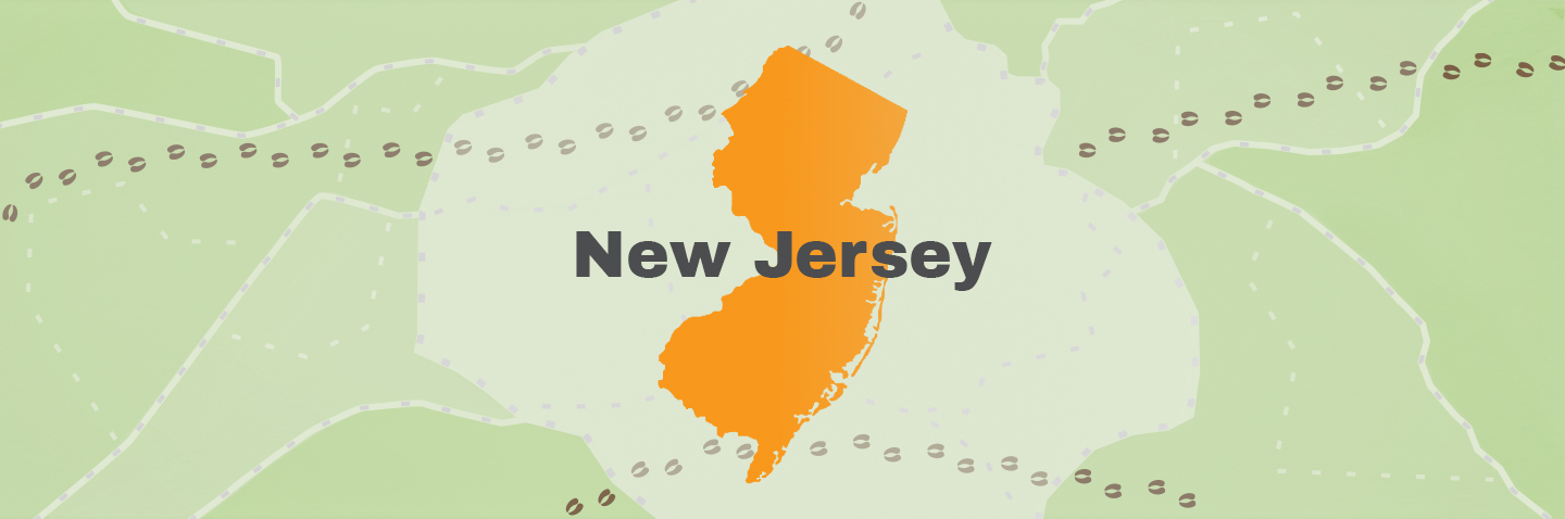 Illustration showing the state of New Jersey, how much does a NJ hunting license cost concept.