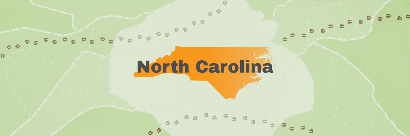 Illustration showing the state of North Carolina, how much does a NC hunting license cost concept.